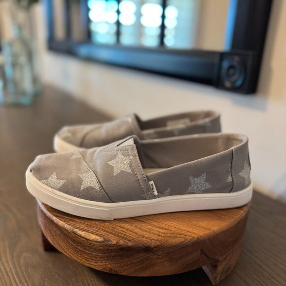 TOMS Alpargata Cupsole Slip-Ons – Grey Star Print Canvas, Women’s US 7, Like-New - Picture 5 of 8